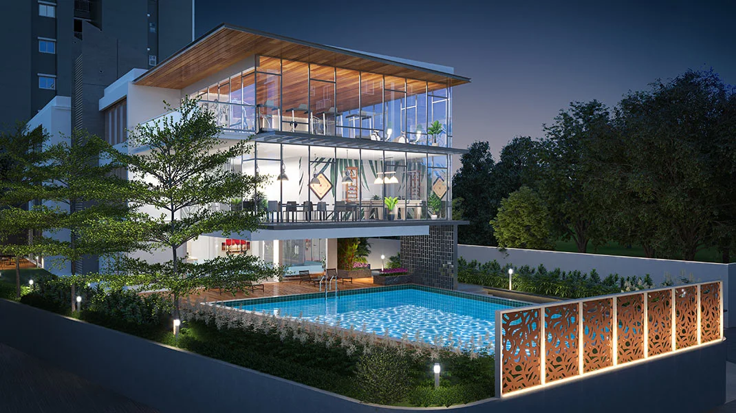 Sattva Aeropolis clubhouse and pool