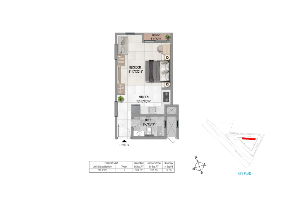 Sattva Aeropolis Phase 2 studio apartment unit plan