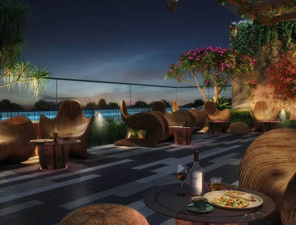 Sattva Lumina party terrace at night