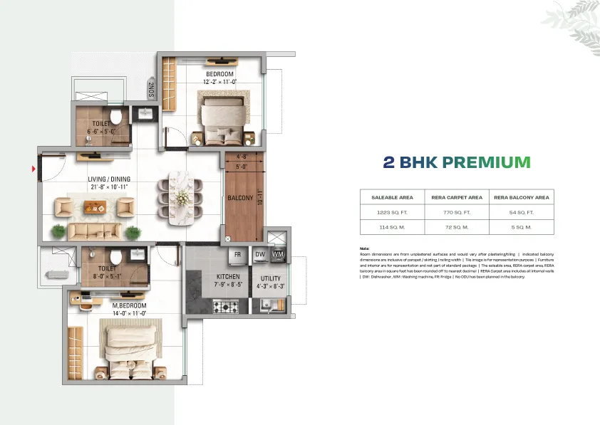 TVS Emerald Altura 2 BHK Premium Variant 2 Floor Plan Layout