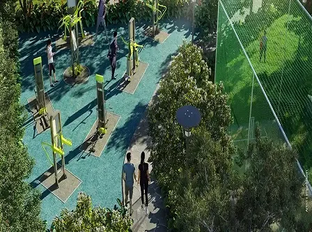 Brigade Banashankari outdoor gym and landscaped walking path, artist's impression