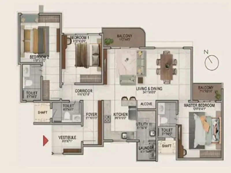 Brigade Jeevan Sandhya 4 BHK Floor Plan (Illustrative)