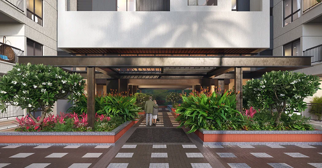 Brigade Orchards Laurel and Maple landscaped sitting area, Devanahalli