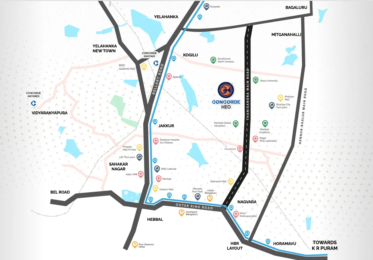 Concorde Neo Thanisandra Main Road location map