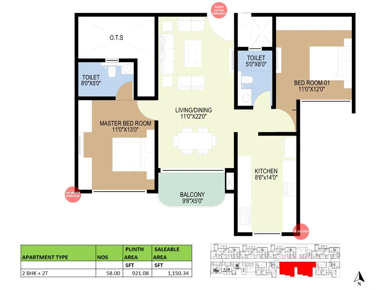 Concorde Sienna 2 BHK 1200 sq ft floor plan layout