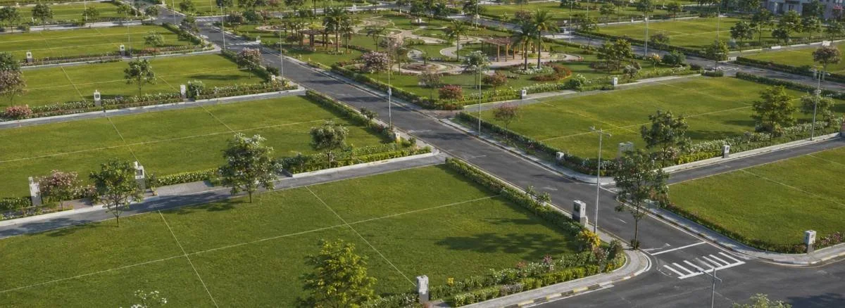Representative aerial render of plot layout and roads for Godrej Plots Coimbatore, Chettipalayam, artist's impression