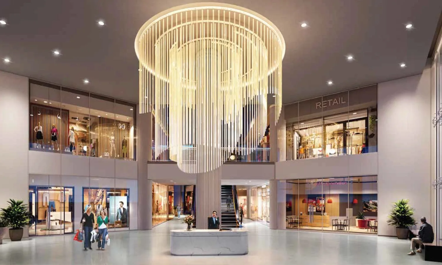 Godrej Wonderla Plots Thiruporur business lounge and atrium, indicative render