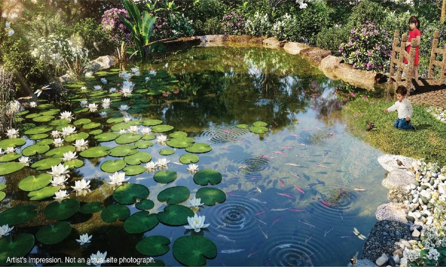 Godrej Wonderla Plots Thiruporur landscaped lotus pond garden, artist's impression