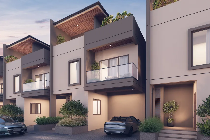 Goyal Riviera Glade villa row exterior view MVIT Road Yelahanka