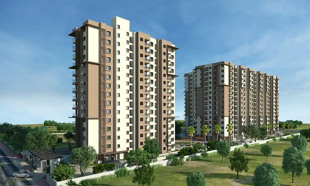 Meenakshi High Life Rachenahalli daytime tower elevation exterior view