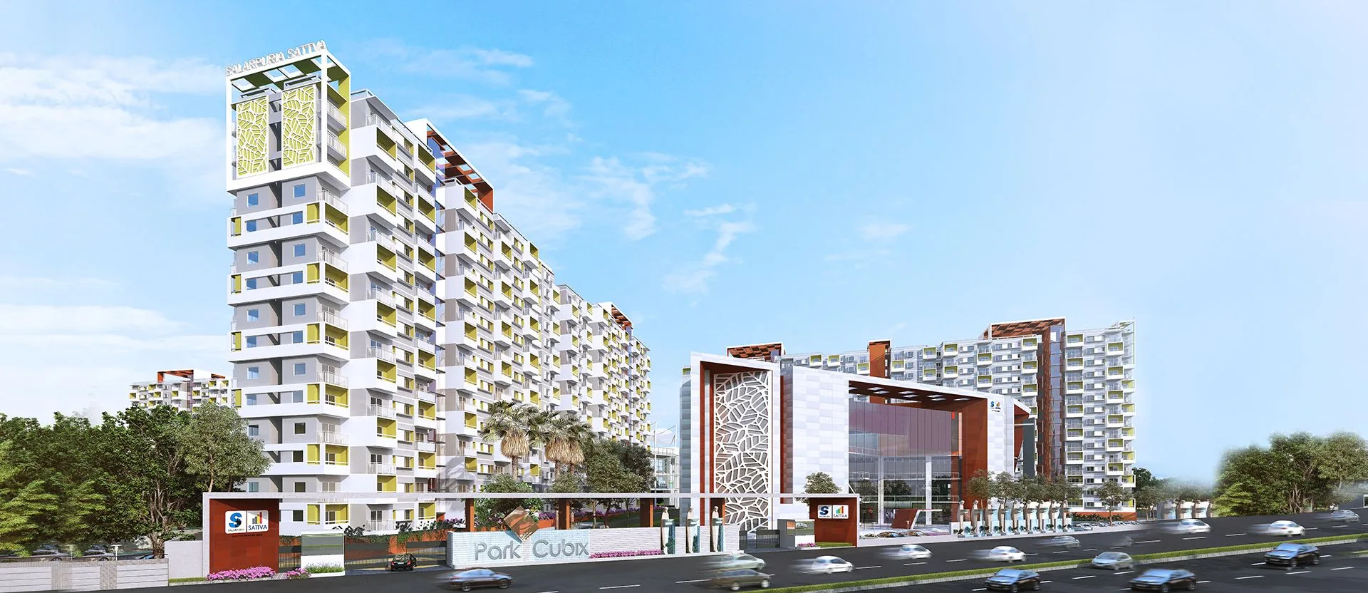 Sattva Park Cubix grand entrance elevation Devanahalli