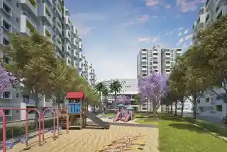 Sattva Park Cubix children's play area between towers