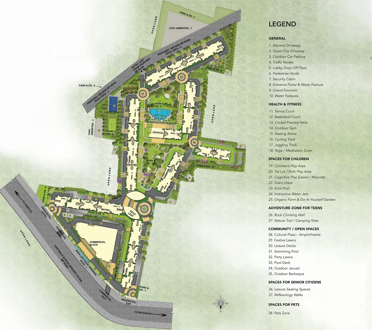 Sattva Park Cubix 18 acre master plan layout Devanahalli