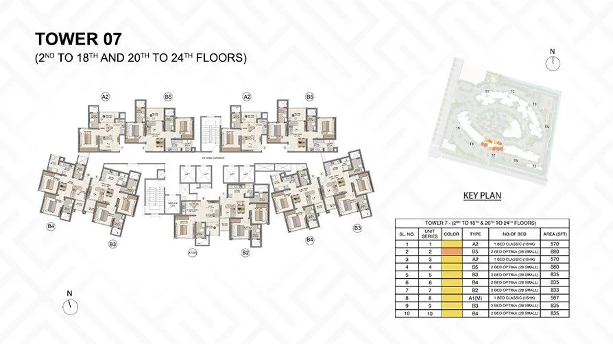 Prestige Parklane 1 BHK Classic floor plan sheet, Tower 07, 567-571 sq ft