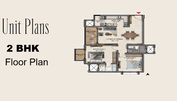 Puravankara Codename Skye 2 BHK indicative floor plan