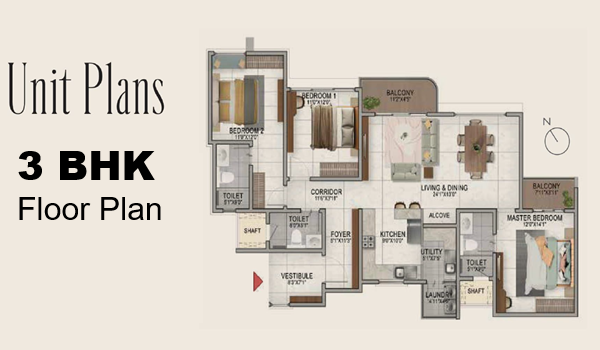Puravankara Codename Skye 3 BHK indicative floor plan