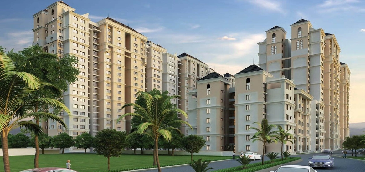 Purva Codename Skye Hennur street-level tower elevation with landscaped drive
