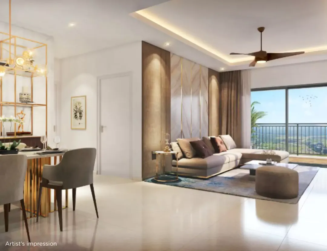 Puravankara Codename Skye Hennur living room interior, artist's impression