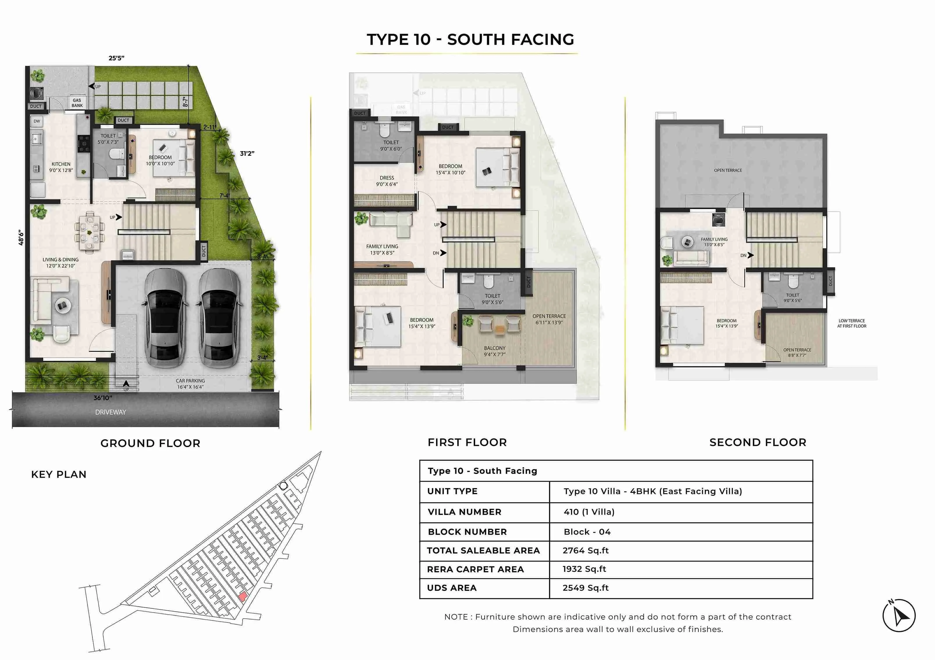 Radiance Edgewood 4 BHK villa east-facing layout, starting from 2,572 sq. ft.