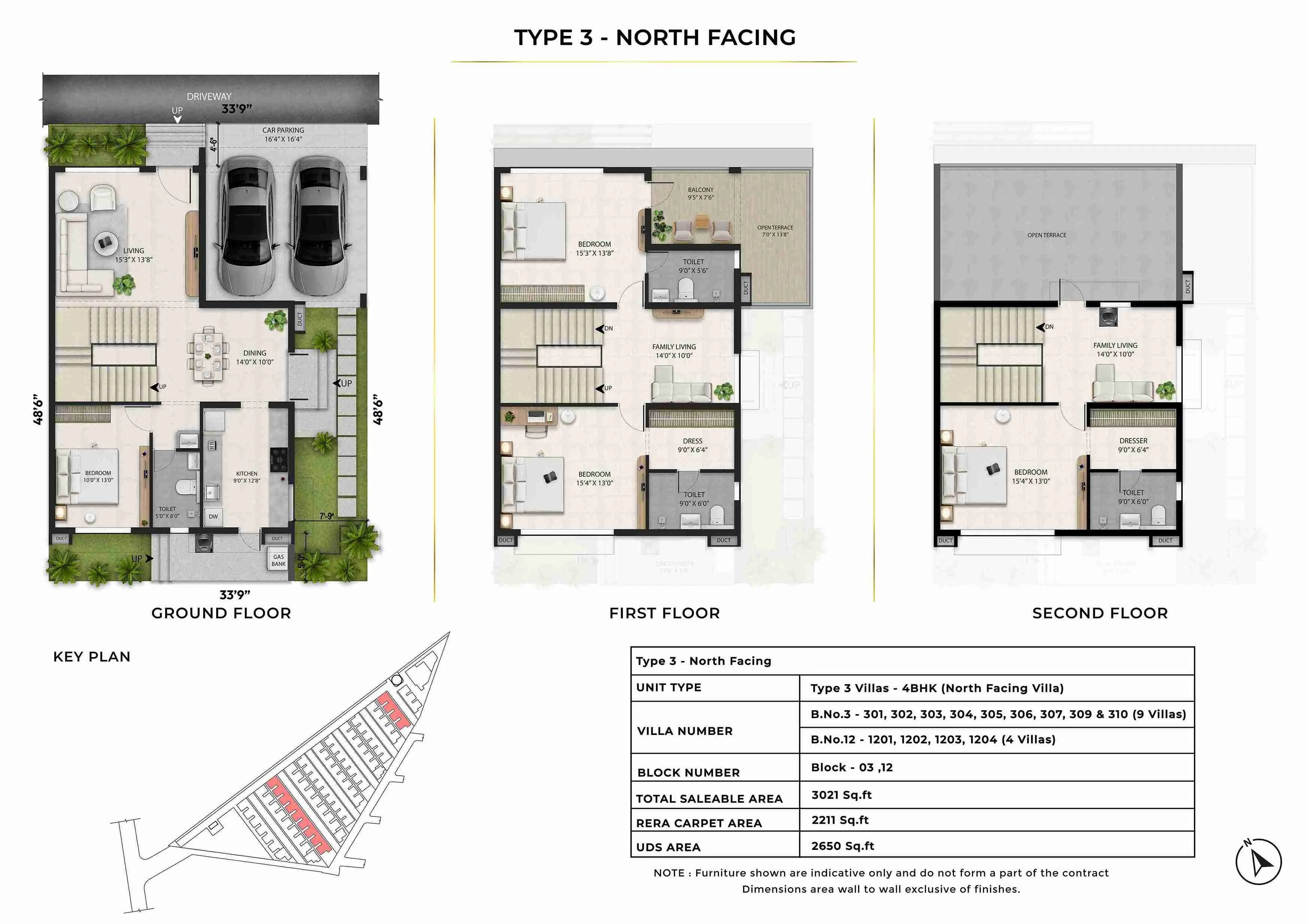 Radiance Edgewood 4 BHK villa north-facing layout, starting from 2,572 sq. ft.