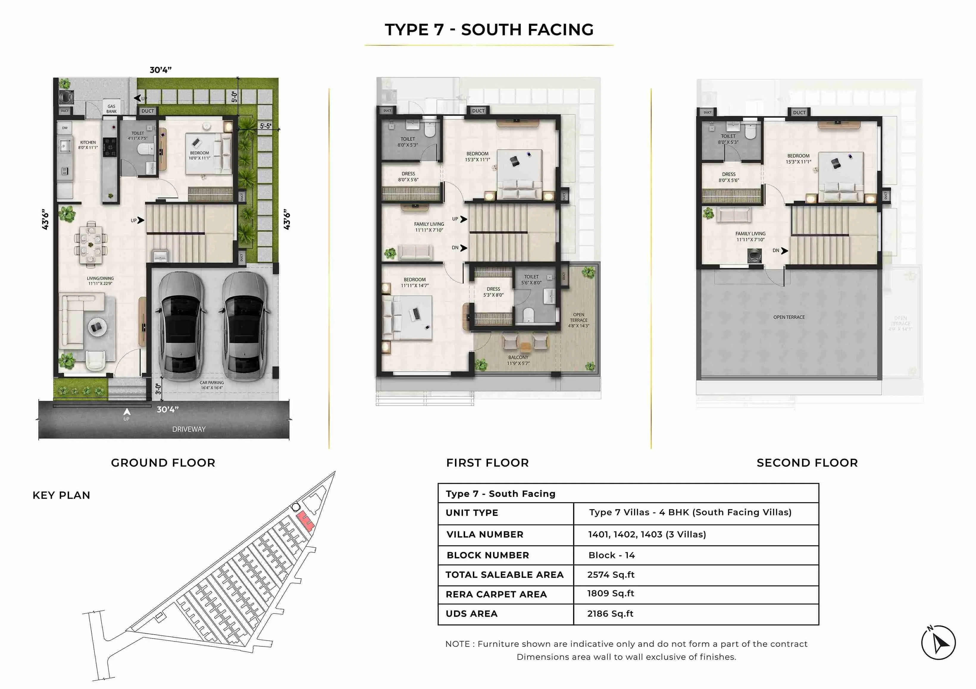 Radiance Edgewood 4 BHK villa south-facing layout, starting from 2,572 sq. ft.