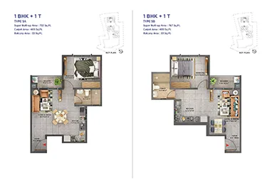 Sattva Forest Ridge 1 BHK Apartment Floor Plan