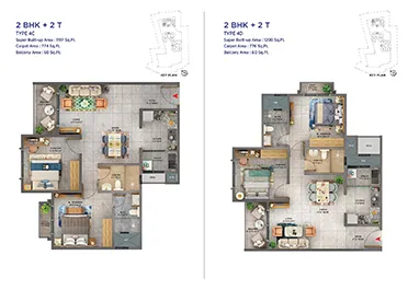 Sattva Forest Ridge 2 BHK Apartment Floor Plan