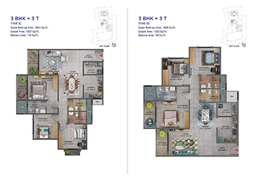Sattva Forest Ridge 3 BHK Apartment Floor Plan