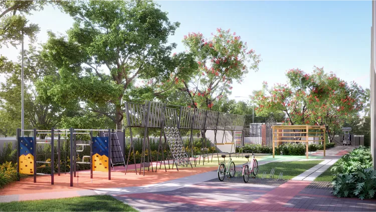 Sattva Songbird children's play area and landscaped jogging path