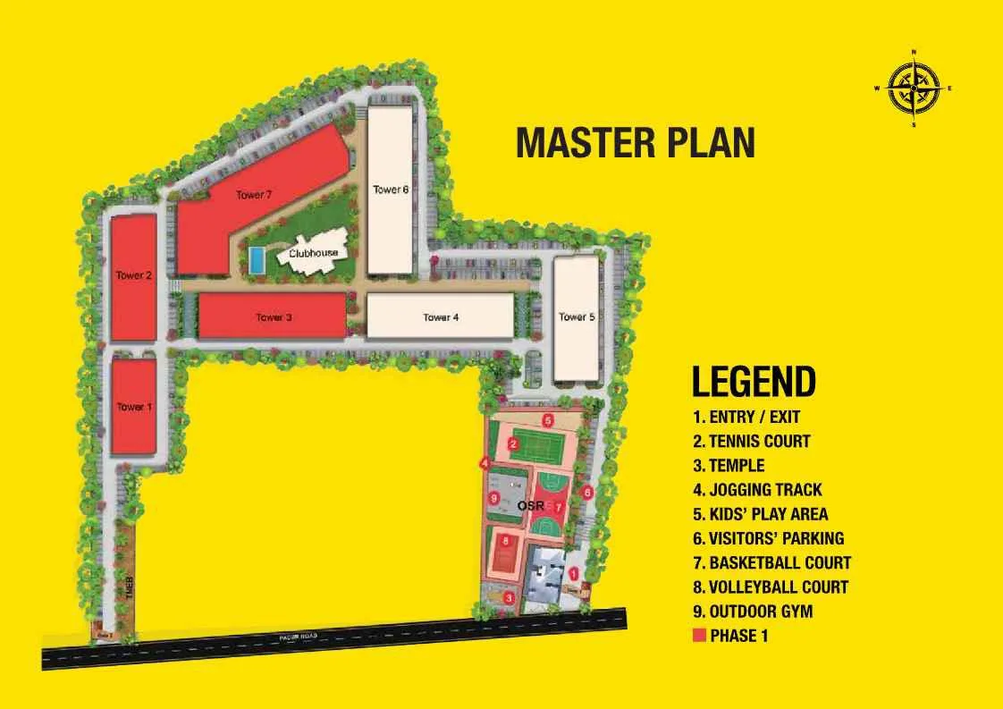 Shriram Codename Pudhiya Chennai Kuthambakkam master plan layout diagram showing 7 towers, clubhouse and open spaces