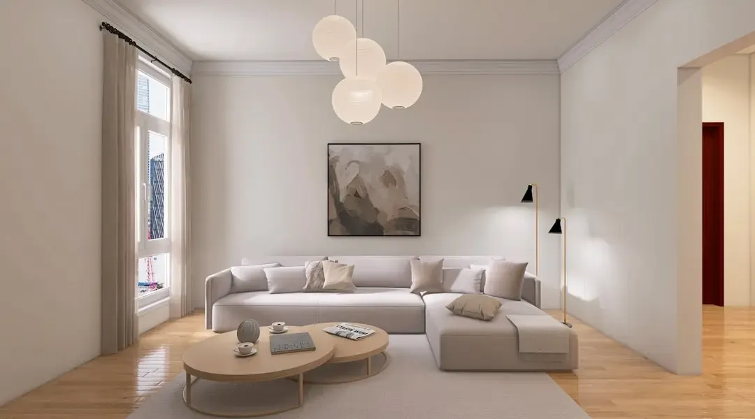 Representative image of a minimalist living room, similar to 3 and 4 BHK interiors at Sobha Wisteria Egattur OMR