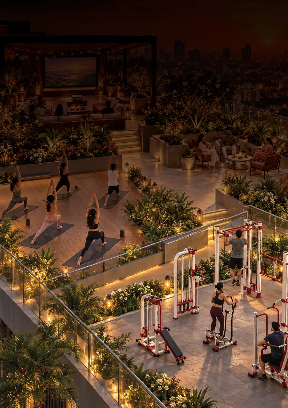 CallSign Valencia 2 rooftop Sky Park with yoga and fitness zones, AI-generated artist's impression