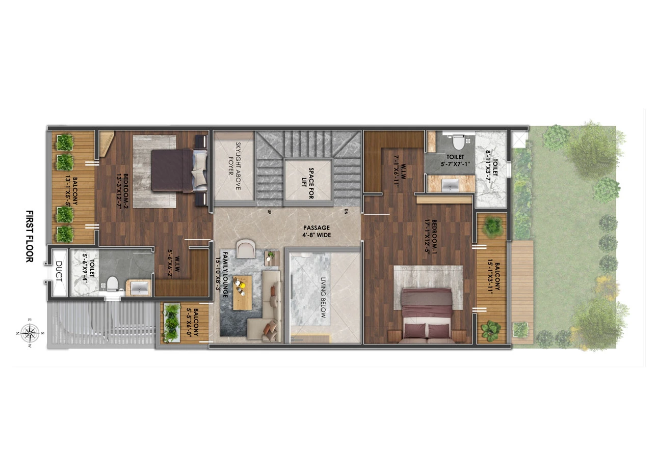 Surya Valencia 4 BHK first floor plan with two bedrooms