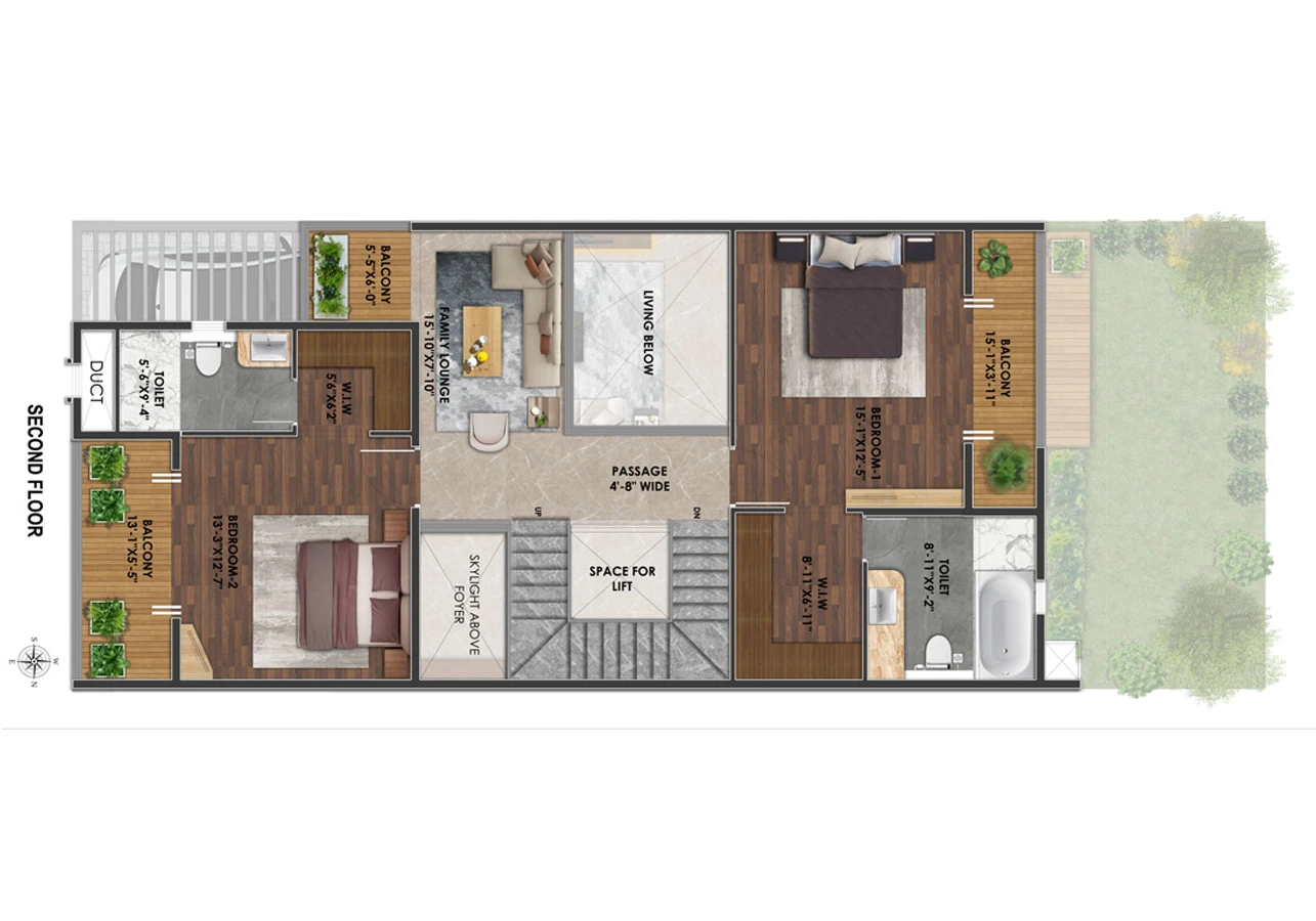 Surya Valencia 4 BHK second floor plan with family lounge