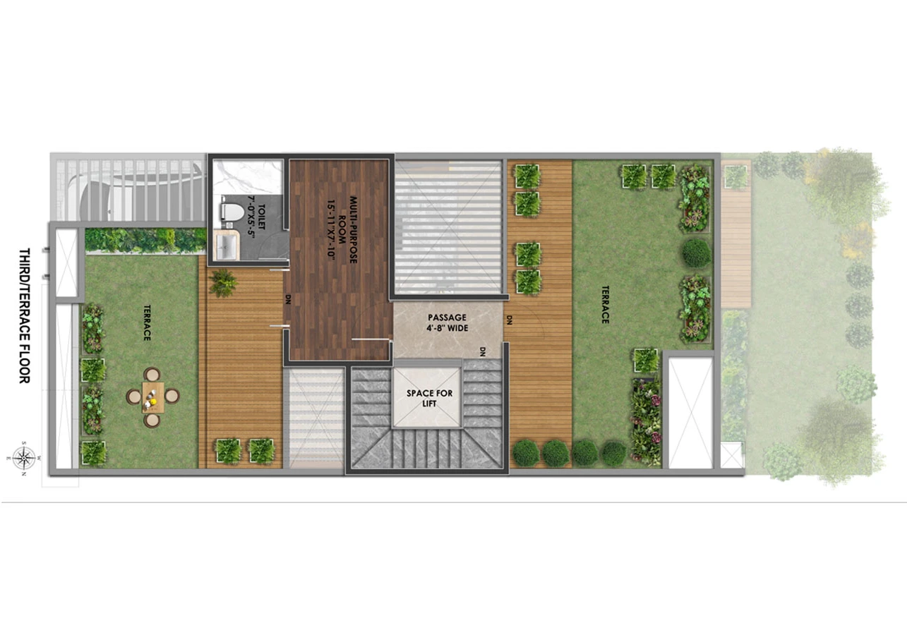 Surya Valencia 4 BHK terrace floor plan with multi-purpose room
