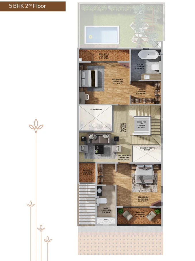 Surya Valencia 5 BHK Regal Edition second floor plan with pre-fit lift