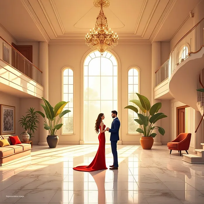 Surya Valencia clubhouse double-height lobby interior