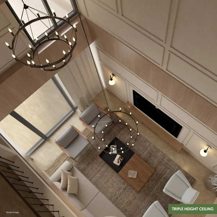 Surya Valencia villa triple-height sky ceiling living room