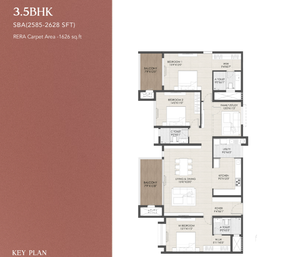 Vajram Chrysanthemum 3.5 BHK Floor Plan
