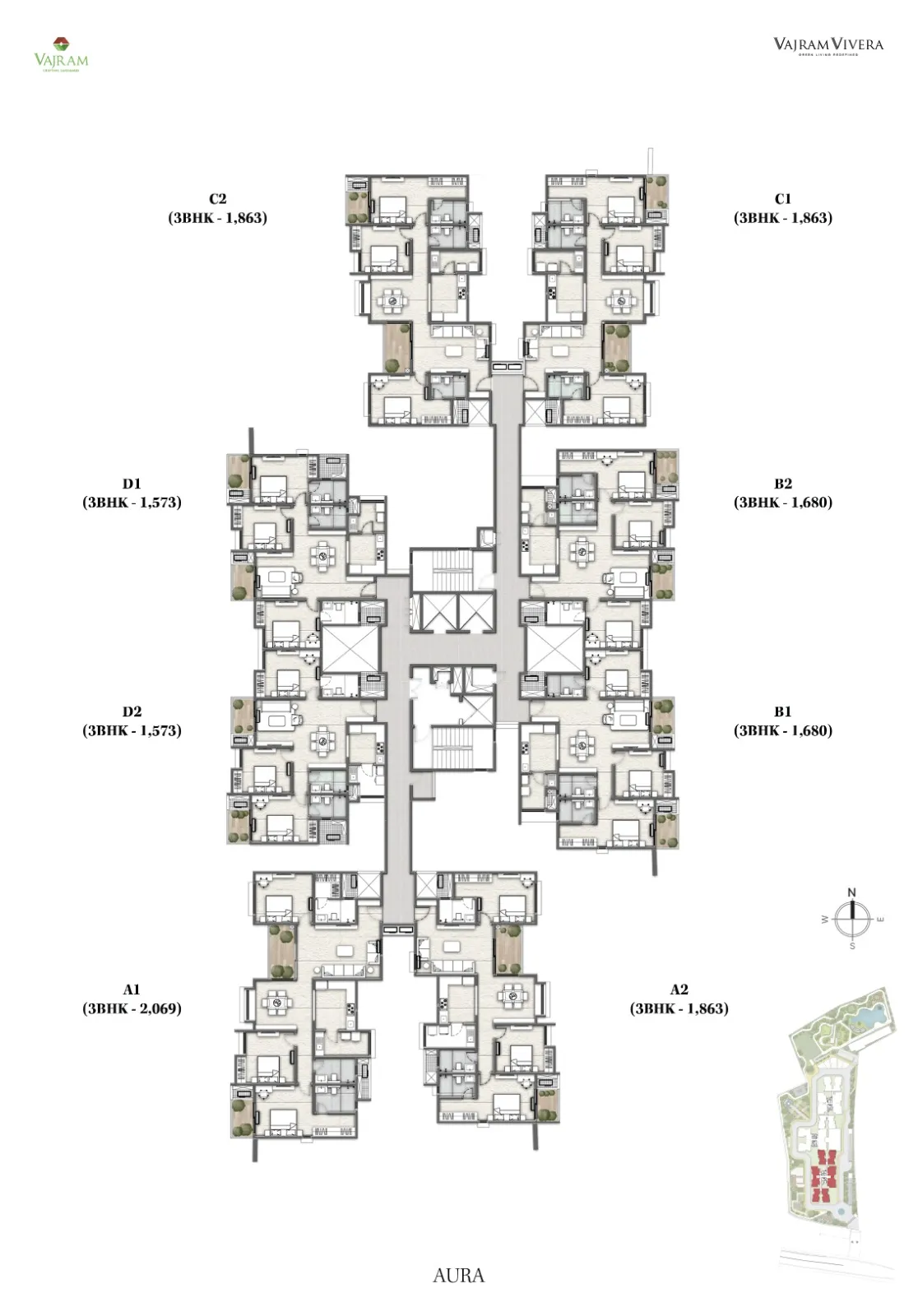 Vajram Vivera 4 BHK Aura Floor Plan