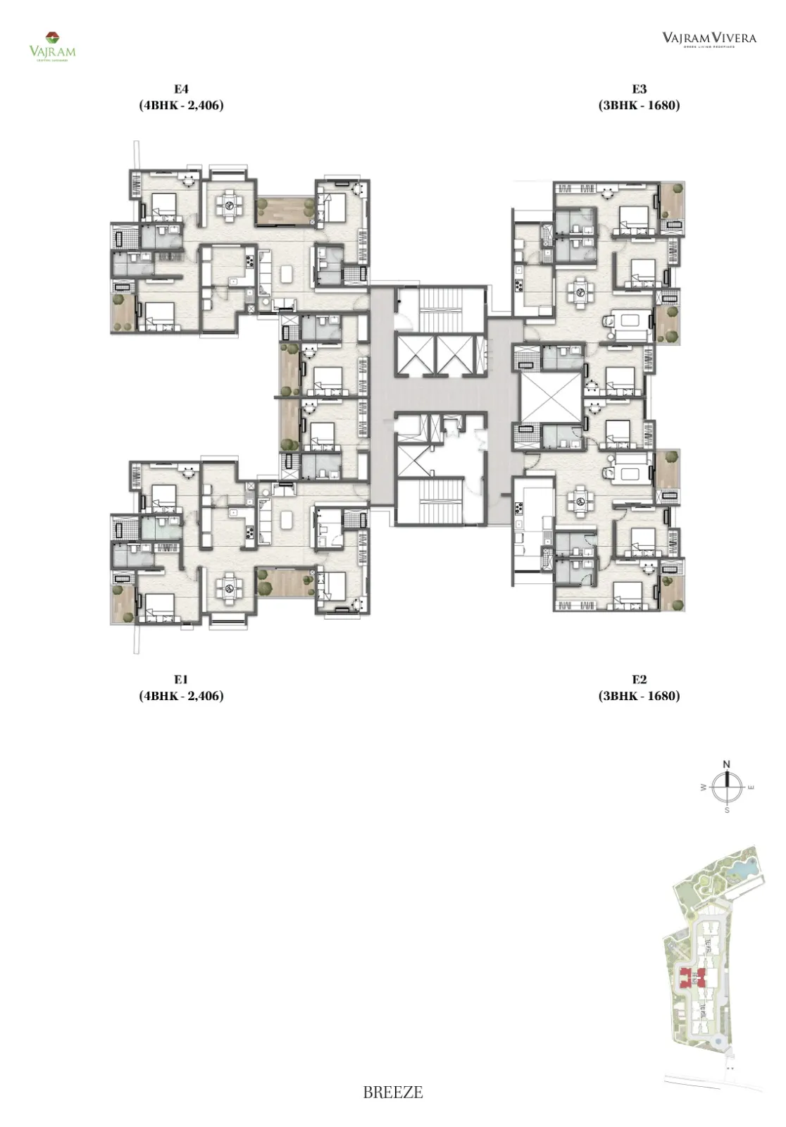 Vajram Vivera 4 BHK Breeze Floor Plan