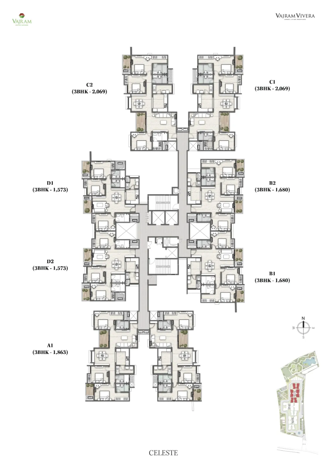 Vajram Vivera 4 BHK Celeste Floor Plan
