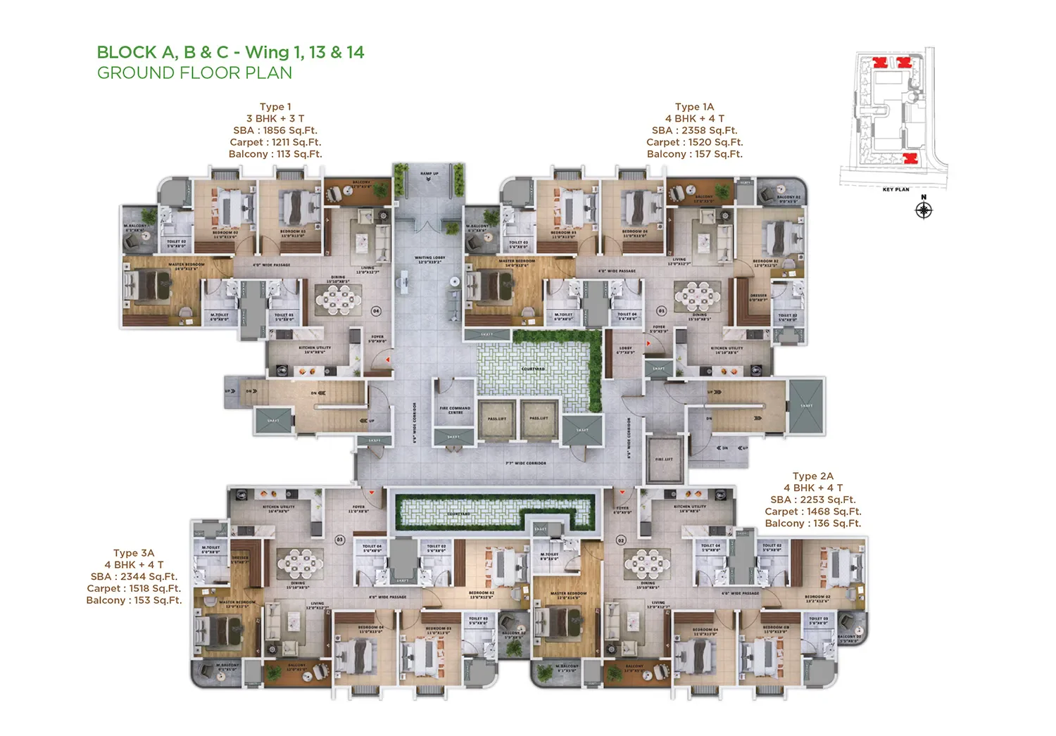 Sattva Vasanta Skye 1 BHK floor plan layout, approx 707 sq ft