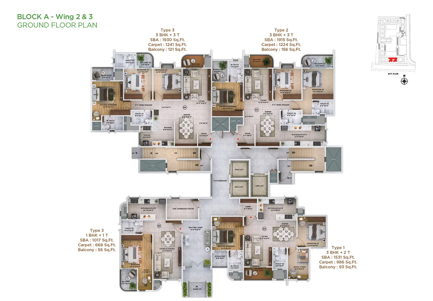Sattva Vasanta Skye 2.5 BHK floor plan layout
