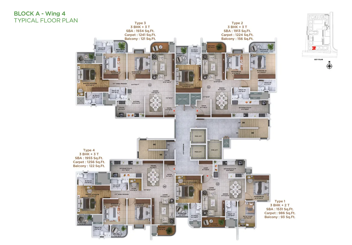 Sattva Vasanta Skye 1 BHK apartment layout option