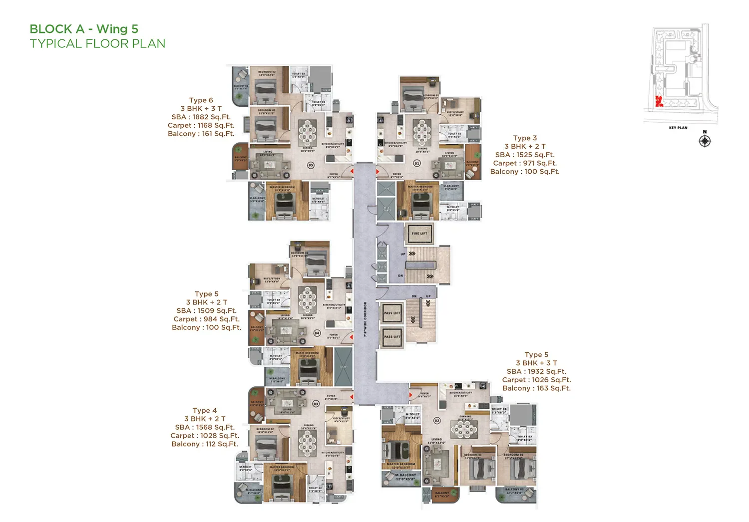 Sattva Vasanta Skye 3 BHK premium floor plan option