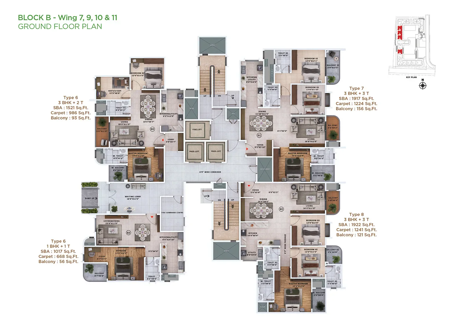 Sattva Vasanta Skye 3 BHK spacious floor plan option
