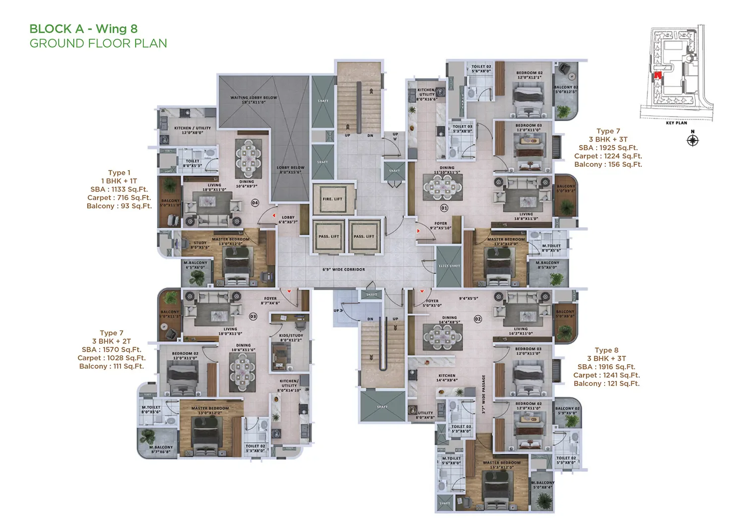 Sattva Vasanta Skye 3 BHK premium floor plan option