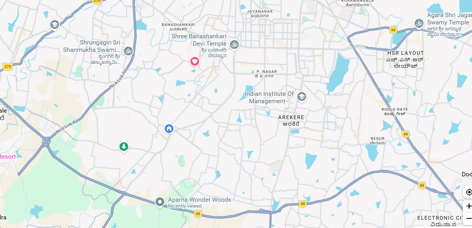 Aparna Wonder Woods Location Map