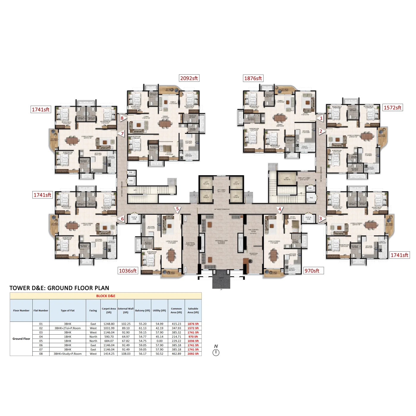 Aparna Wonder Woods Tower A Ground Floor Plan
